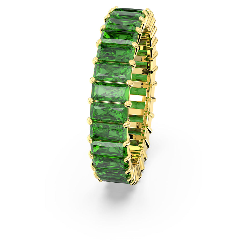 Matrix ring Baguette cut, Green, Gold-tone plated - Shukha Online Store