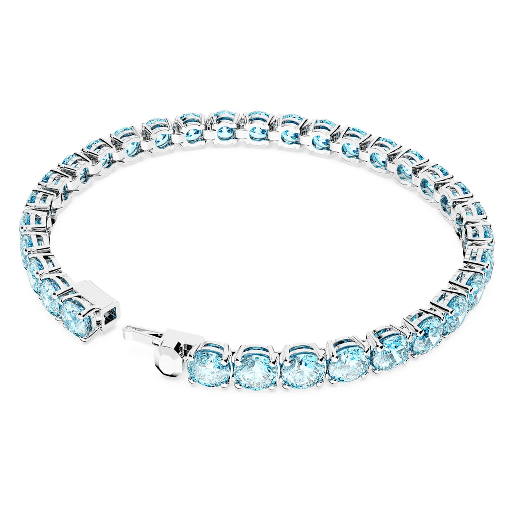 Matrix Tennis bracelet Round cut, Medium, Blue, Rhodium plated - Shukha Online Store