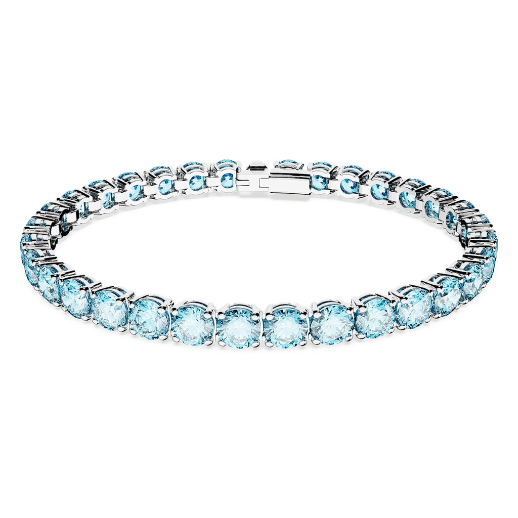Matrix Tennis bracelet Round cut, Medium, Blue, Rhodium plated - Shukha Online Store