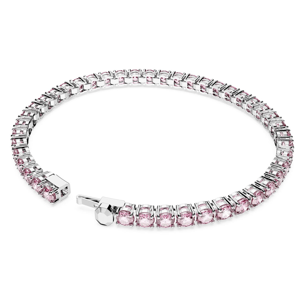 Matrix Tennis bracelet Round cut, Pink, Rhodium plated - Shukha Online Store