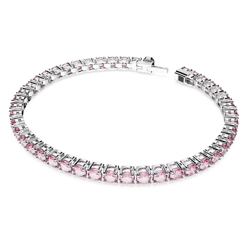 Matrix Tennis bracelet Round cut, Pink, Rhodium plated - Shukha Online Store