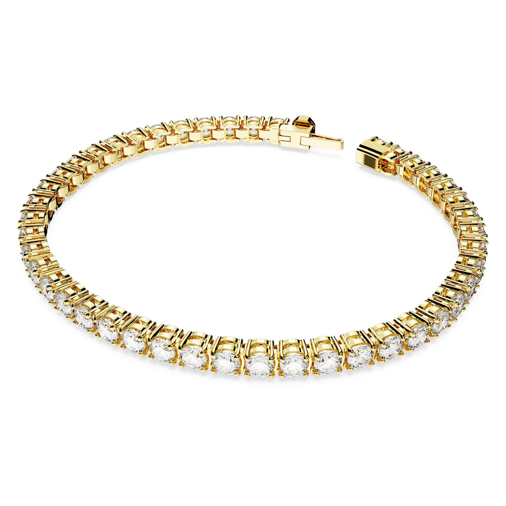 Matrix Tennis bracelet Round cut, White, Gold-tone plated - Shukha Online Store