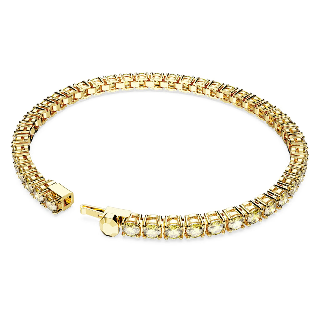 Matrix Tennis bracelet Round cut, Small, Yellow, Gold-tone plated - Shukha Online Store