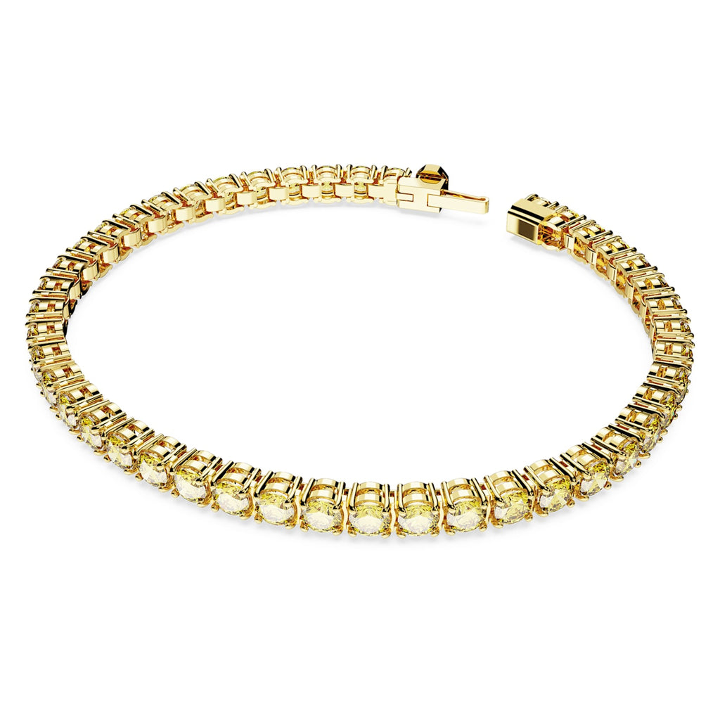 Matrix Tennis bracelet Round cut, Small, Yellow, Gold-tone plated - Shukha Online Store