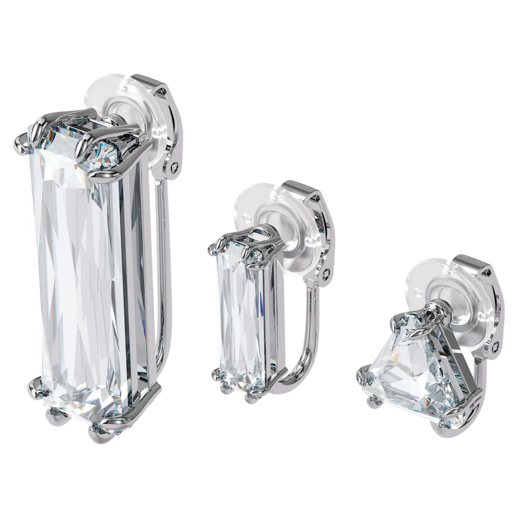 Mesmera clip earring Single, Set, Baguette cut crystal, White, Rhodium plated - Shukha Online Store