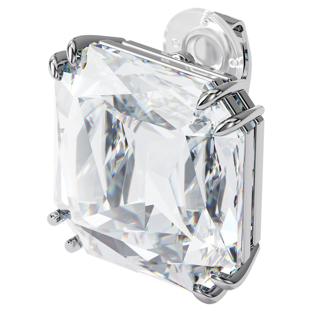 Mesmera clip earring Single, Square cut crystal, White, Rhodium plated - Shukha Online Store