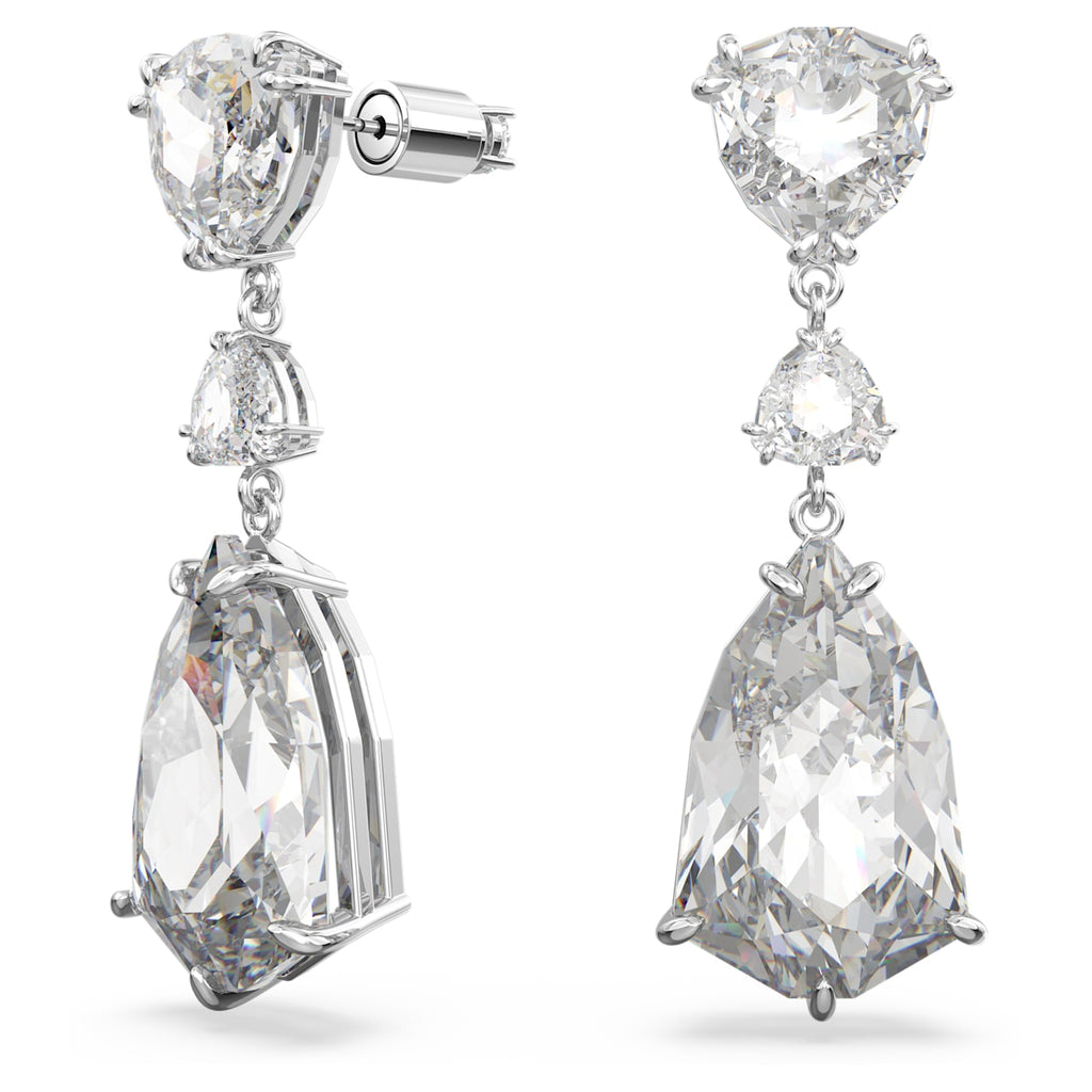 Mesmera drop earrings Mixed cuts, White, Rhodium plated - Shukha Online Store