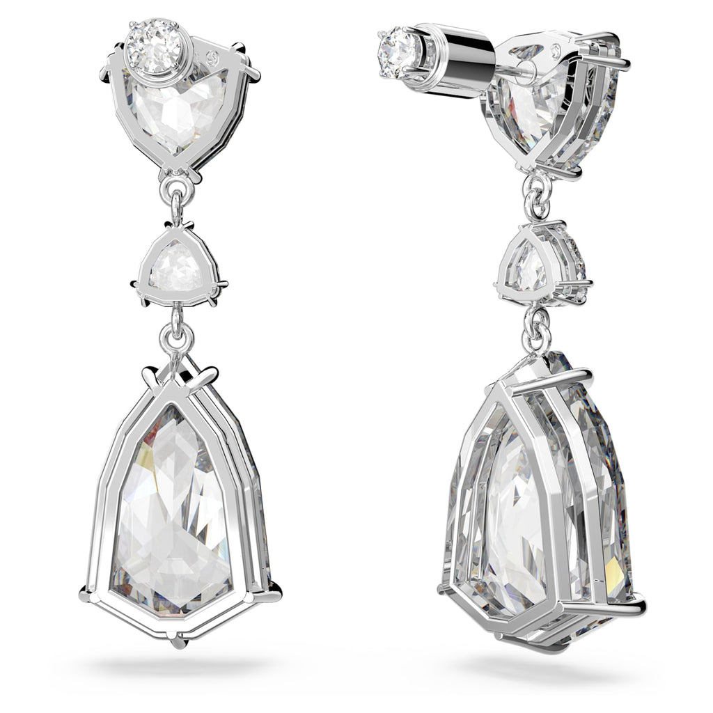 Mesmera drop earrings Mixed cuts, White, Rhodium plated - Shukha Online Store
