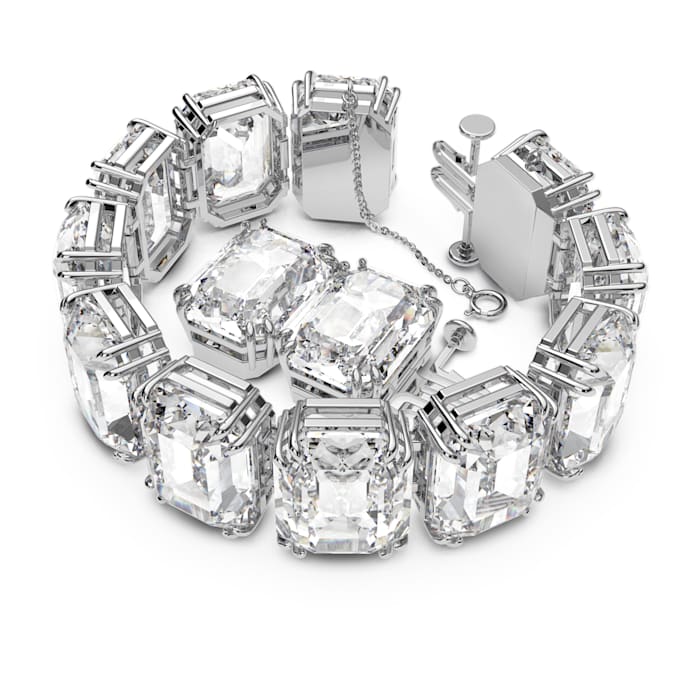 Millenia bracelet Octagon cut crystals, White, Rhodium plated - Shukha Online Store