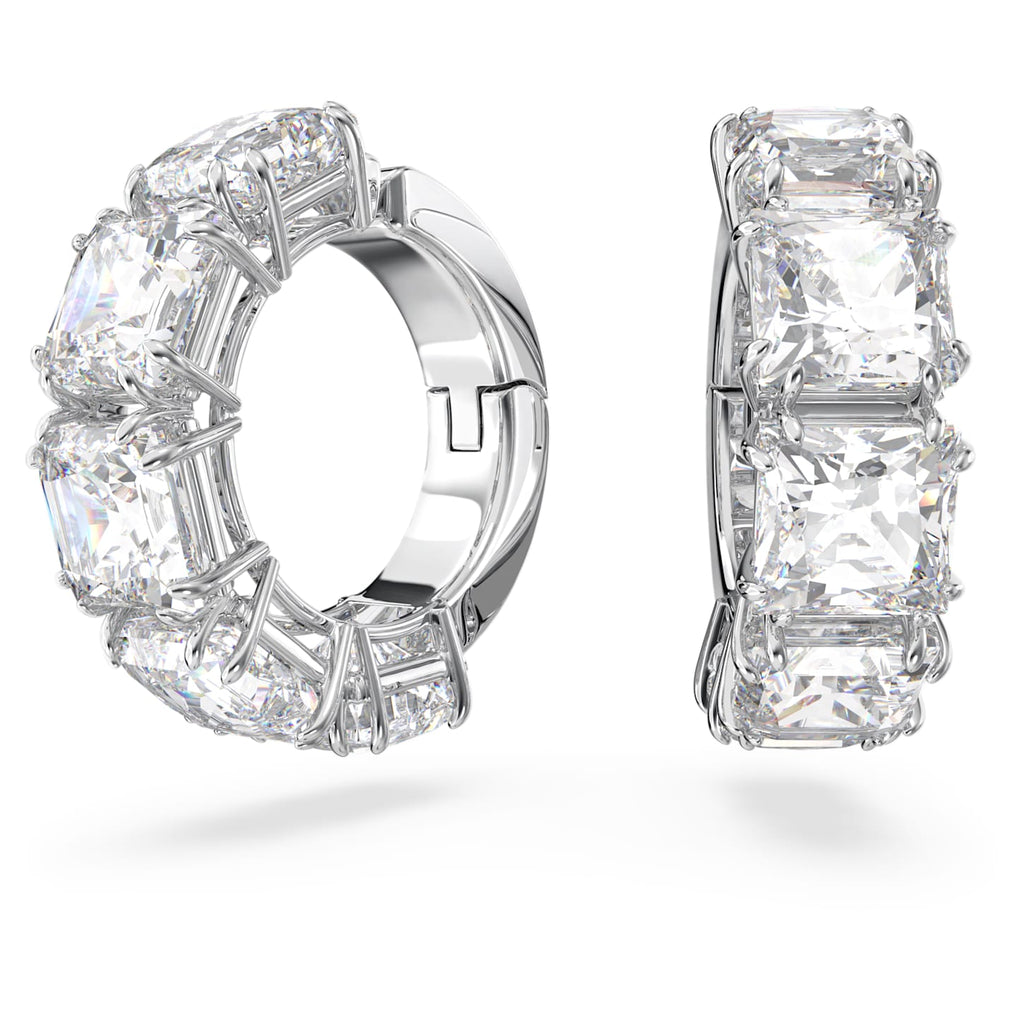 Millenia clip earrings Square cut, White, Rhodium plated - Shukha Online Store