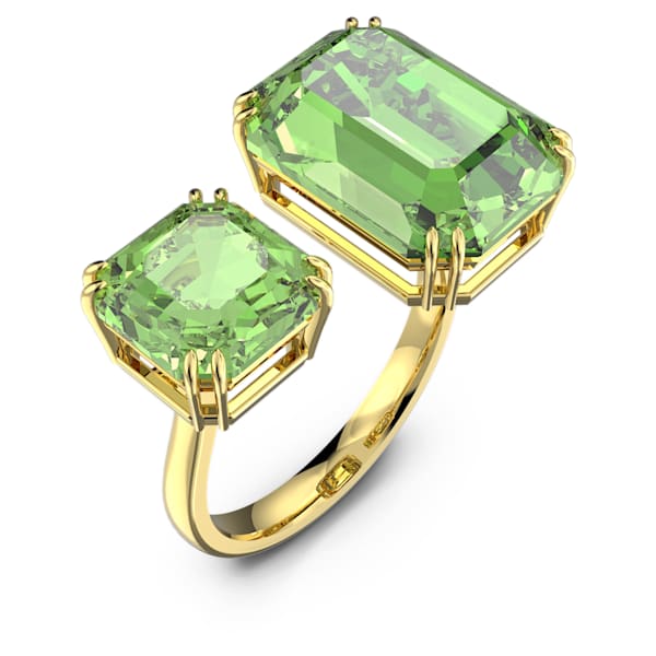 Millenia cocktail ring Octagon cut crystals, Green, Gold-tone plated - Shukha Online Store