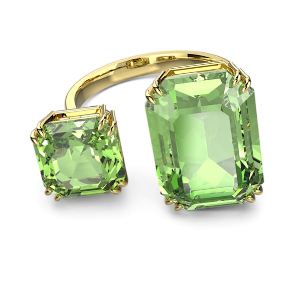Millenia cocktail ring Octagon cut crystals, Green, Gold-tone plated - Shukha Online Store