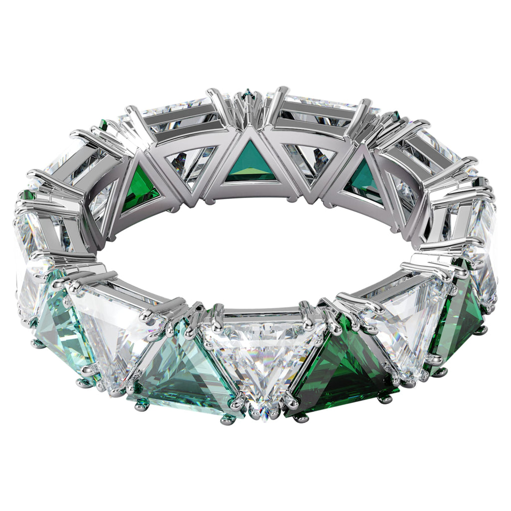 Millenia cocktail ring Triangle cut crystals, Green, Rhodium plated - Shukha Online Store