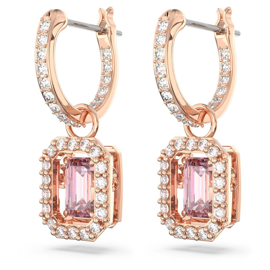 Millenia drop earrings Octagon cut, Pink, Rose gold-tone plated - Shukha Online Store