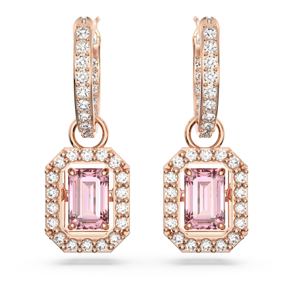 Millenia drop earrings Octagon cut, Pink, Rose gold-tone plated - Shukha Online Store