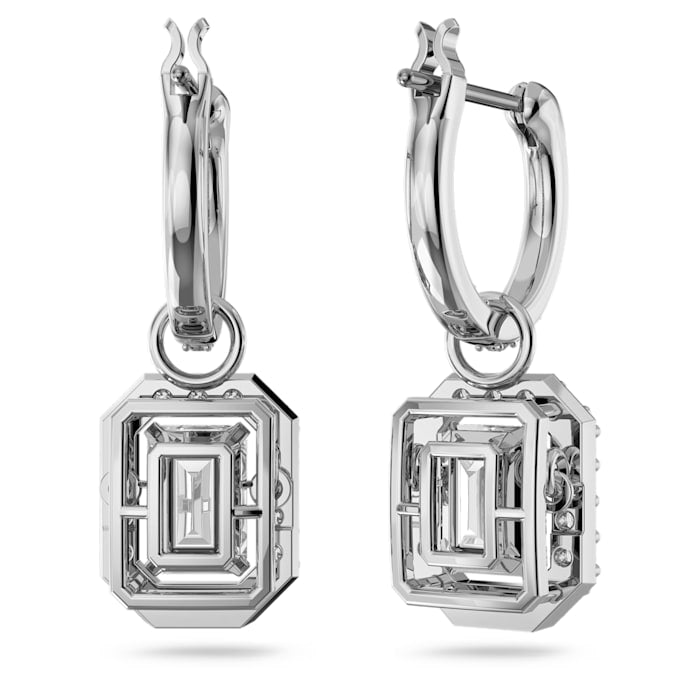 Millenia drop earrings Octagon cut, White, Rhodium plated - Shukha Online Store