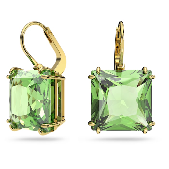 Millenia drop earrings Square cut, Green, Gold-tone plated - Shukha Online Store