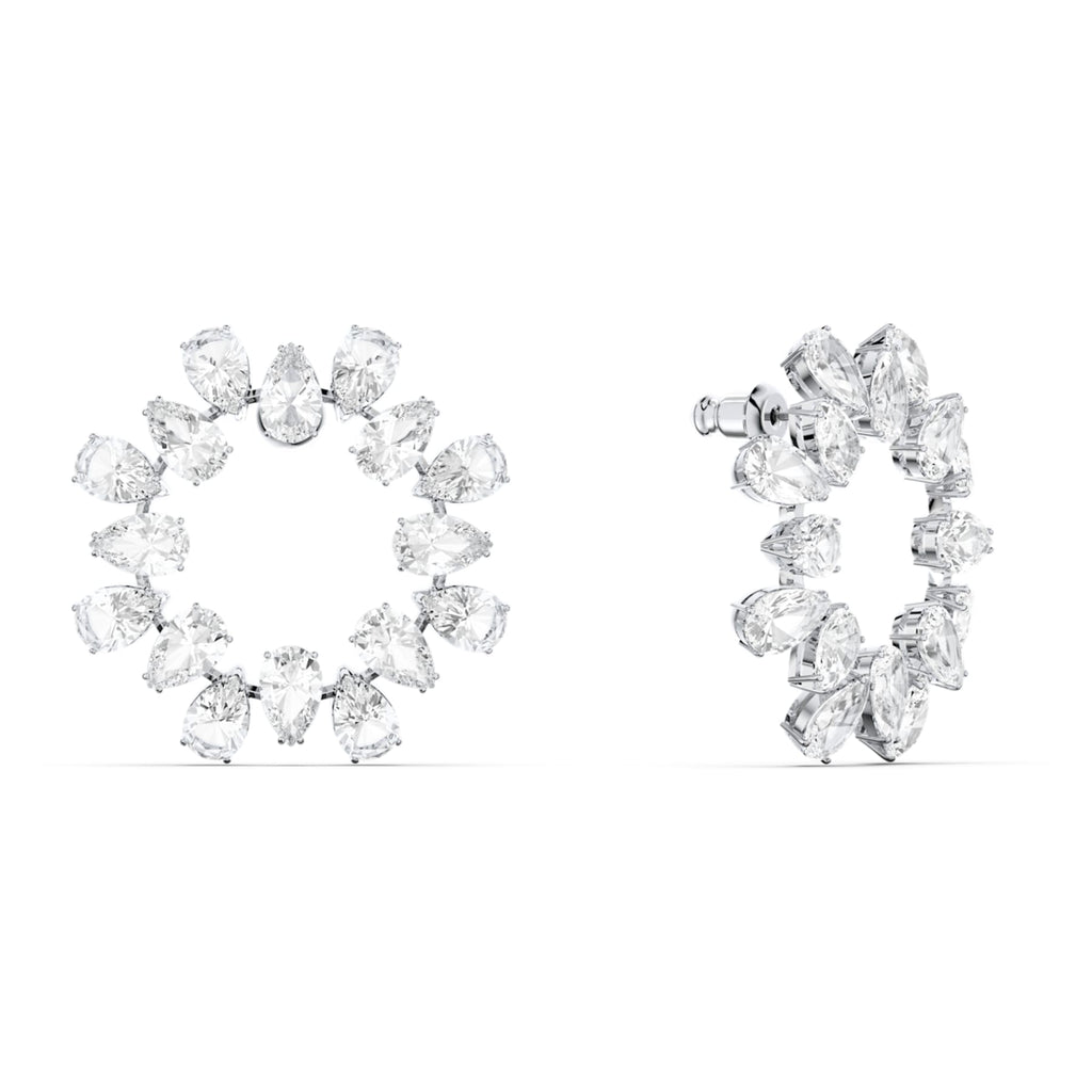 Millenia earrings Circle, White, Rhodium plated - Shukha Online Store