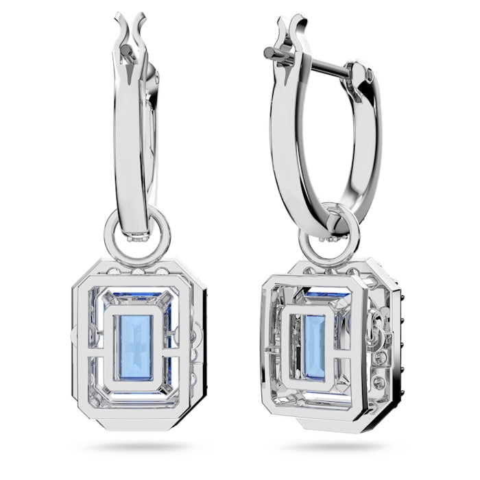 Millenia earrings Octagon cut Zirconia, Blue, Rhodium plated - Shukha Online Store