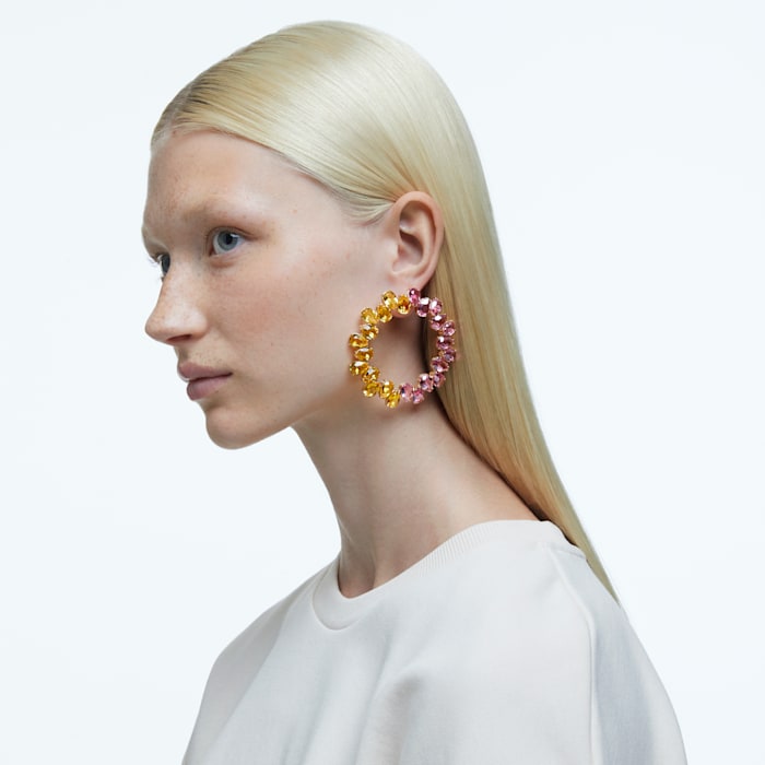 Millenia hoop earrings Circle, Pear cut, Multicolored, Gold-tone plated - Shukha Online Store