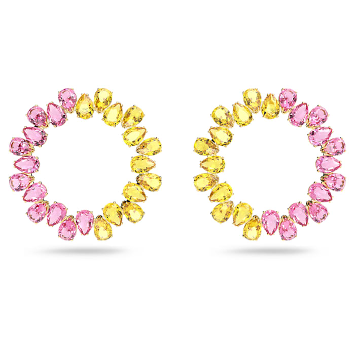 Millenia hoop earrings Circle, Pear cut, Multicolored, Gold-tone plated - Shukha Online Store