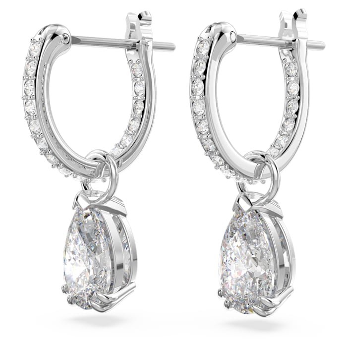 Millenia hoop earrings Pear cut, White, Rhodium plated - Shukha Online Store