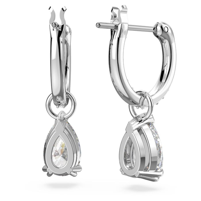 Millenia hoop earrings Pear cut, White, Rhodium plated - Shukha Online Store