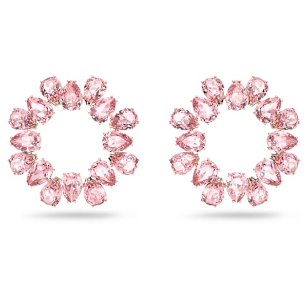 Millenia hoop earrings Pear cut crystals, Pink, Rose-gold tone plated - Shukha Online Store