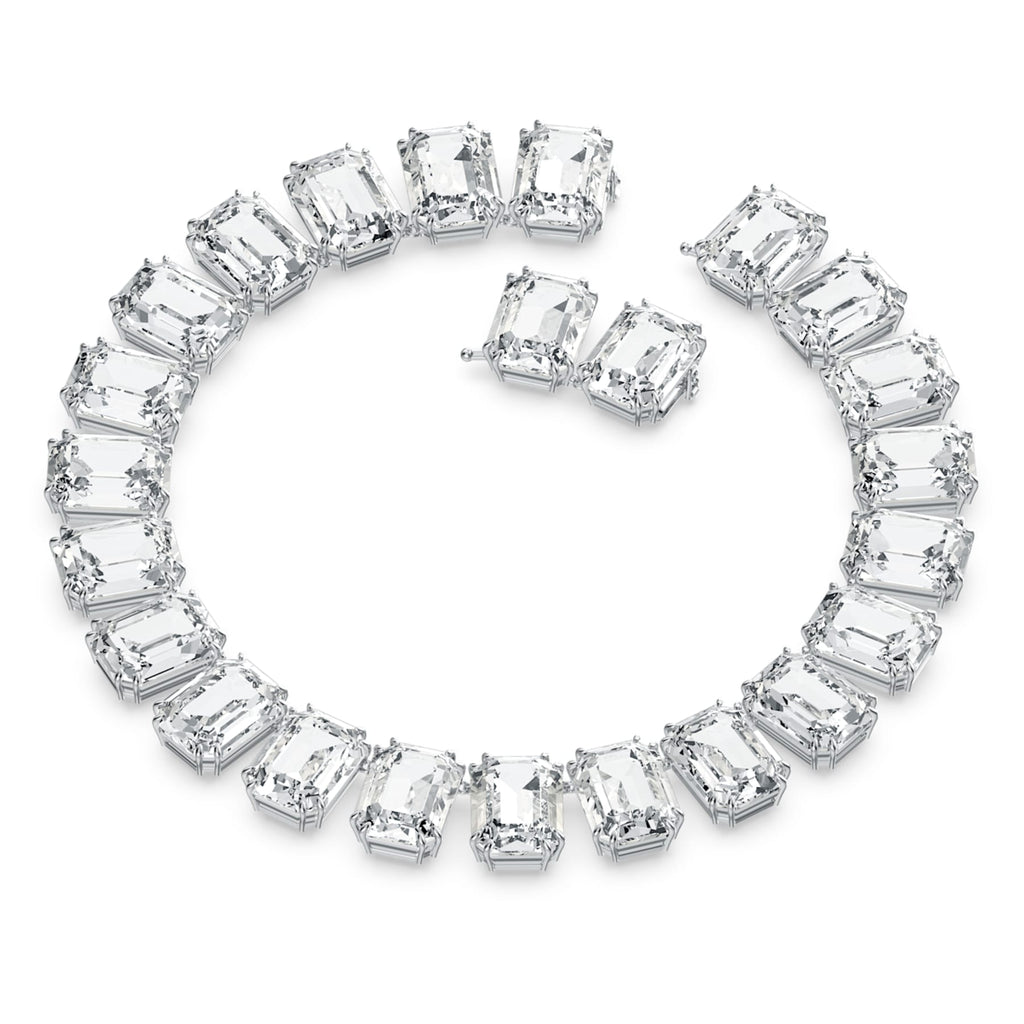 Millenia necklace Octagon cut crystals, White, Rhodium plated - Shukha Online Store