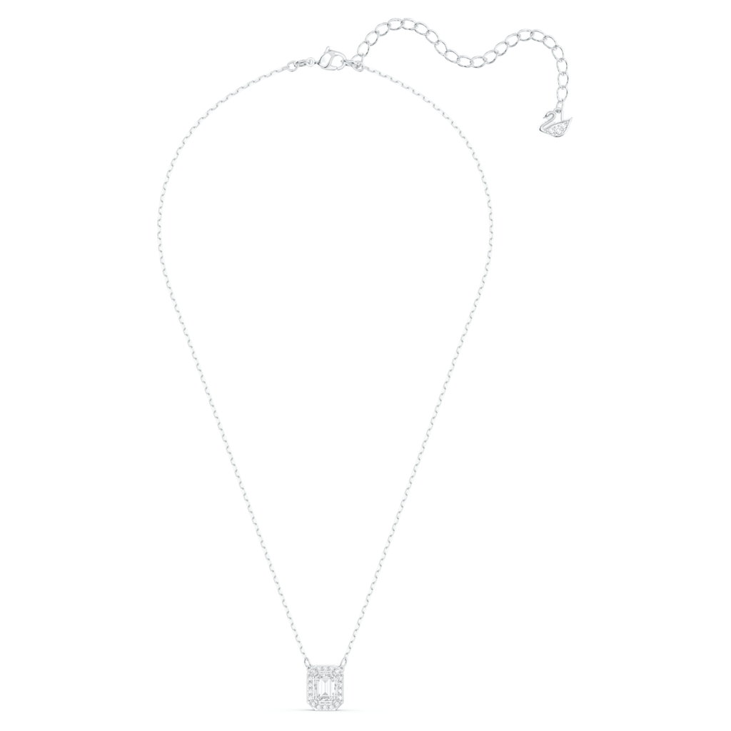 Millenia necklace Square zirconia, White, Rhodium plated - Shukha Online Store