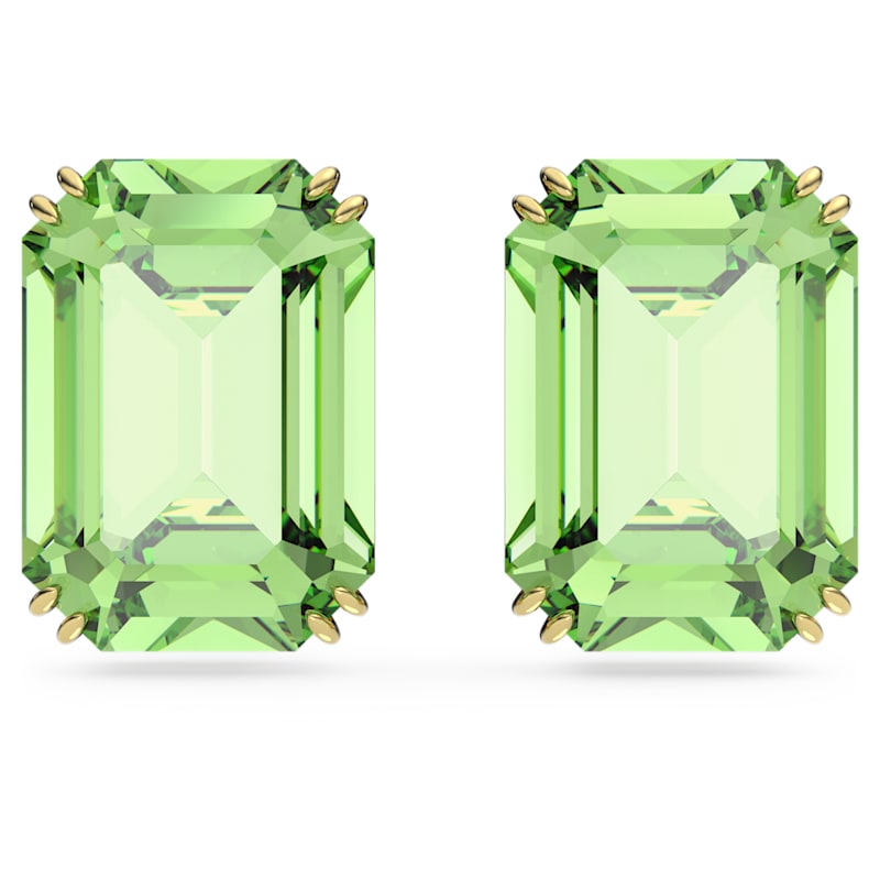 Millenia stud earrings Octagon cut, Green, Gold-tone plated - Shukha Online Store