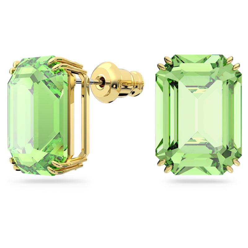 Millenia stud earrings Octagon cut, Green, Gold-tone plated - Shukha Online Store