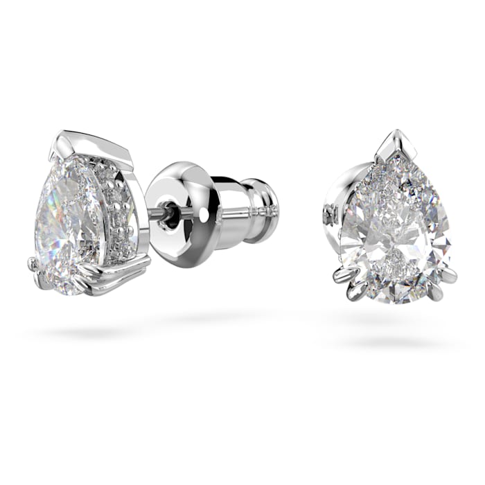 Millenia stud earrings Pear cut, White, Rhodium plated - Shukha Online Store
