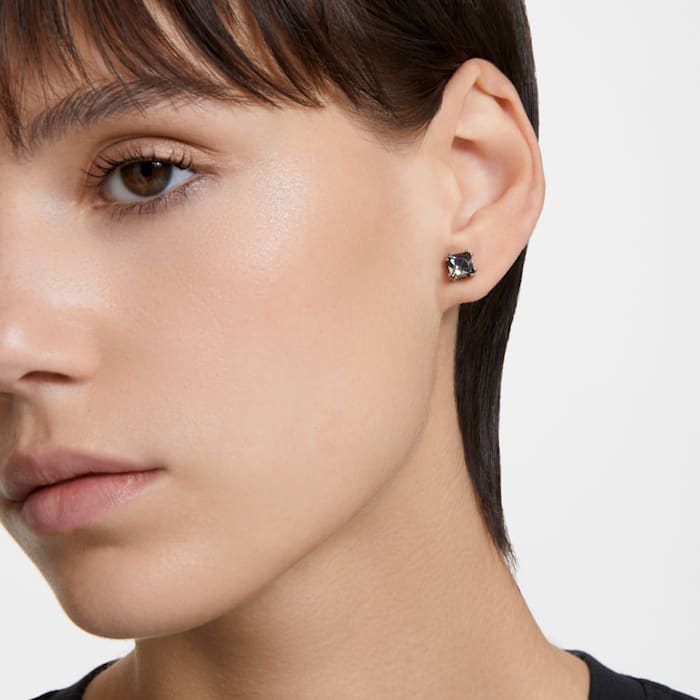 Millenia stud earrings Square cut, Black, Ruthenium plated - Shukha Online Store