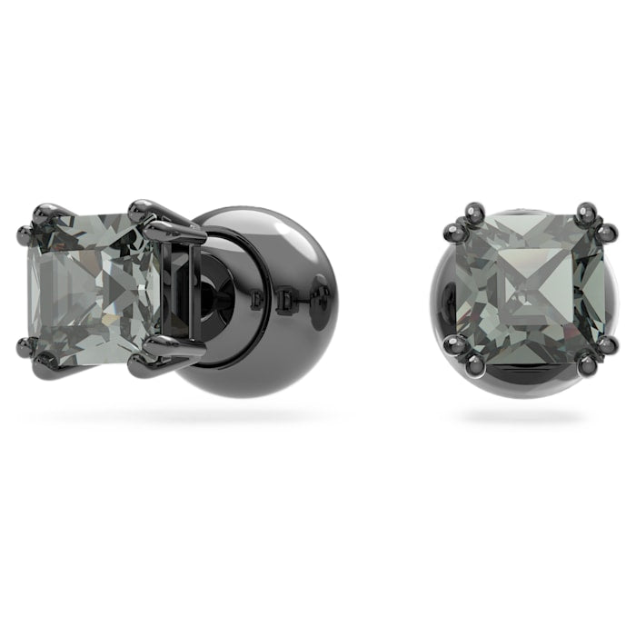 Millenia stud earrings Square cut, Black, Ruthenium plated - Shukha Online Store