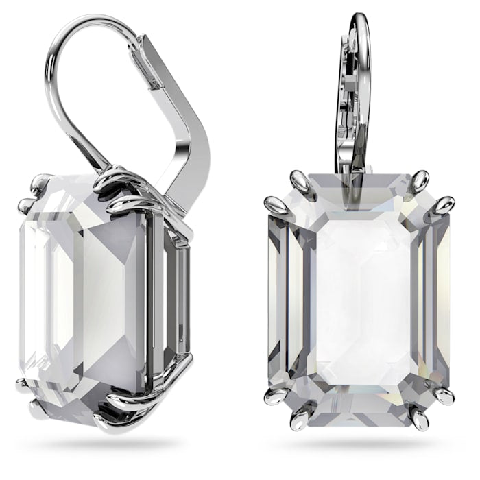 Millenia  drop earrings Octagon cut, White, Rhodium plated - Shukha Online Store