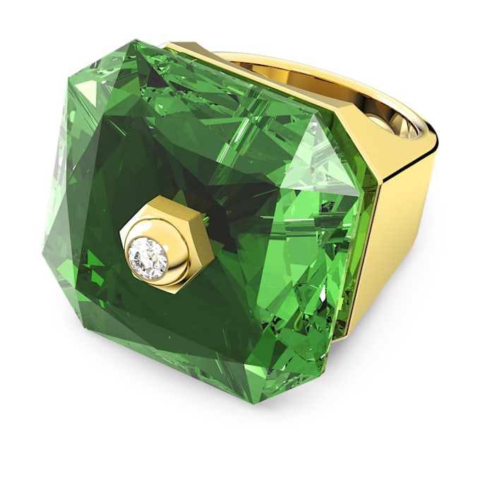 Numina ring Octagon cut crystal, Green, Gold-tone plated - Shukha Online Store