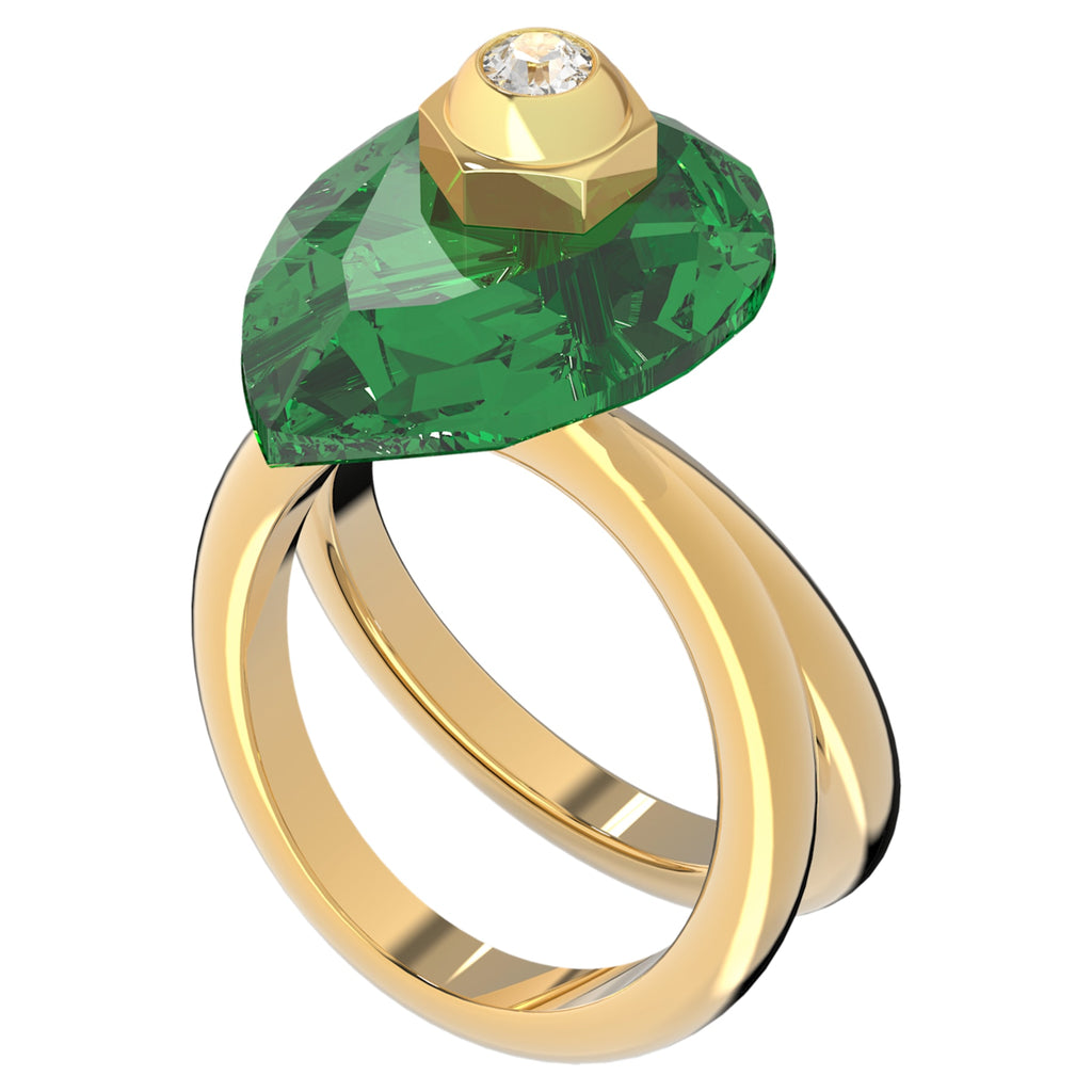 Numina ring Pear cut crystal, Green, Gold-tone plated - Shukha Online Store