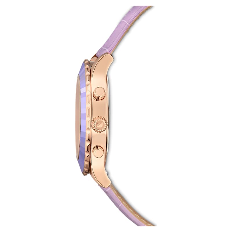 Octea Lux Chrono watch Leather strap, Purple, Rose gold-tone finish - Shukha Online Store