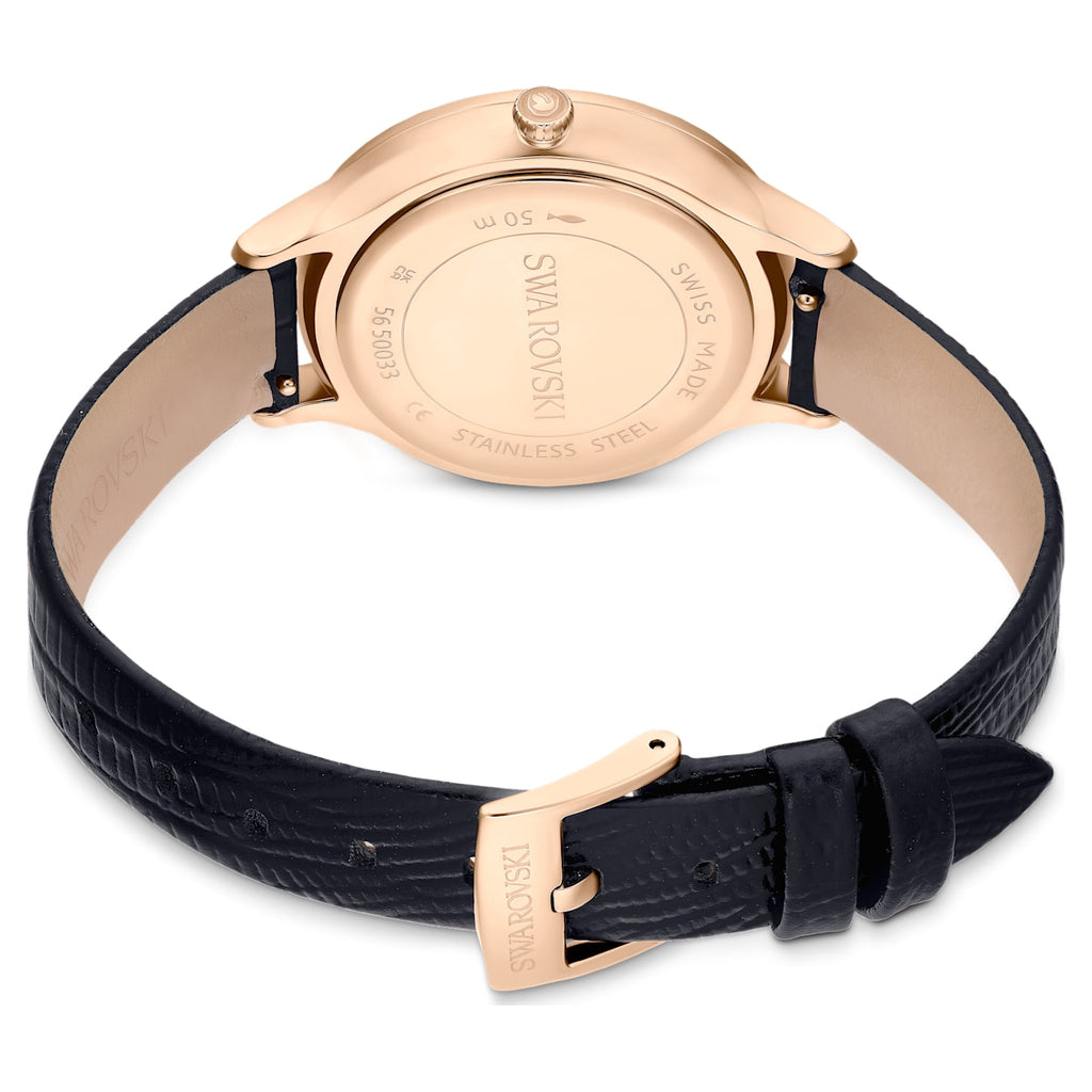 Octea Nova watch Swiss Made, Leather strap, Black, Rose gold-tone finish - Shukha Online Store