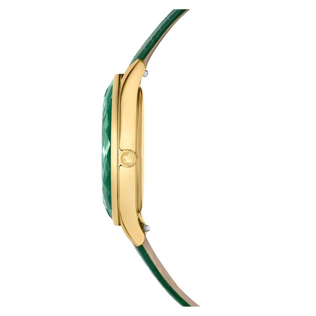 Octea Nova watch Swiss Made, Leather strap, Green, Gold-tone finish - Shukha Online Store