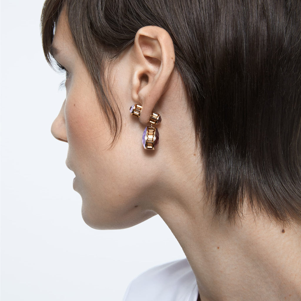 Orbita earrings Asymmetrical, Drop cut crystals, White, Gold-tone plated - Shukha Online Store