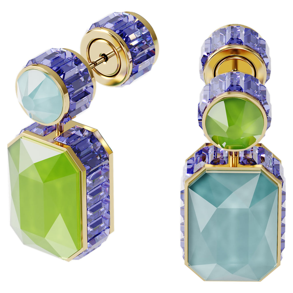 Orbita earrings Asymmetrical, Octagon cut crystal, White, Gold-tone plated - Shukha Online Store
