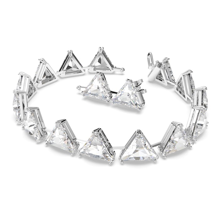 Ortyx bracelet Triangle cut, White, Rhodium plated - Shukha Online Store