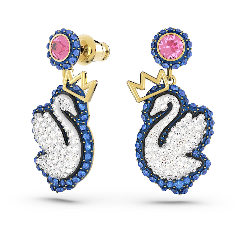 Pop Swan drop earrings Swan, Blue, Gold-tone plated - Shukha Online Store