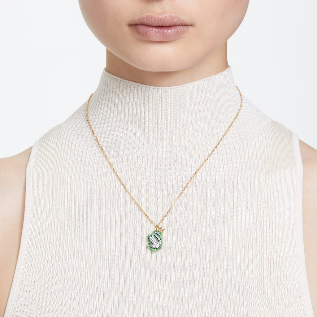 Pop Swan pendant Swan, Green, Gold-tone plated - Shukha Online Store