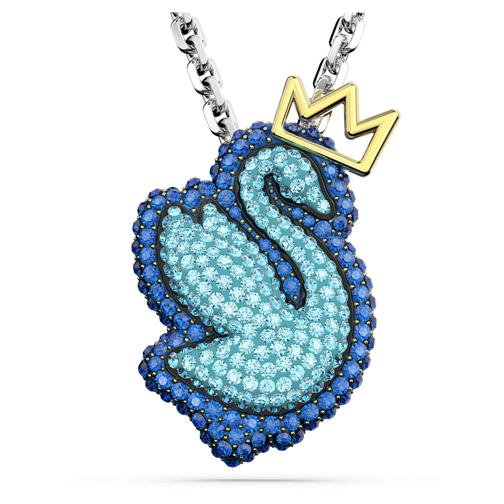 Pop Swan pendant Swan, Long, Blue, Rhodium plated - Shukha Online Store