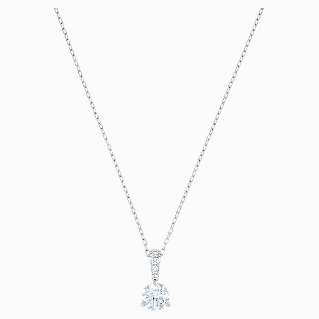 SOLITAIRE PENDANT, WHITE, RHODIUM PLATED - Shukha Online Store