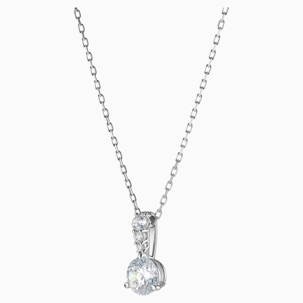 SOLITAIRE PENDANT, WHITE, RHODIUM PLATED - Shukha Online Store