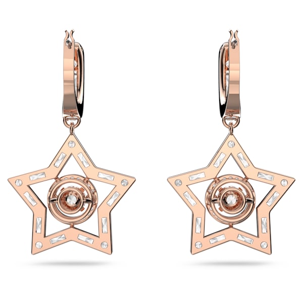 Stella hoop earrings Star, White, Rose-gold tone plated - Shukha Online Store